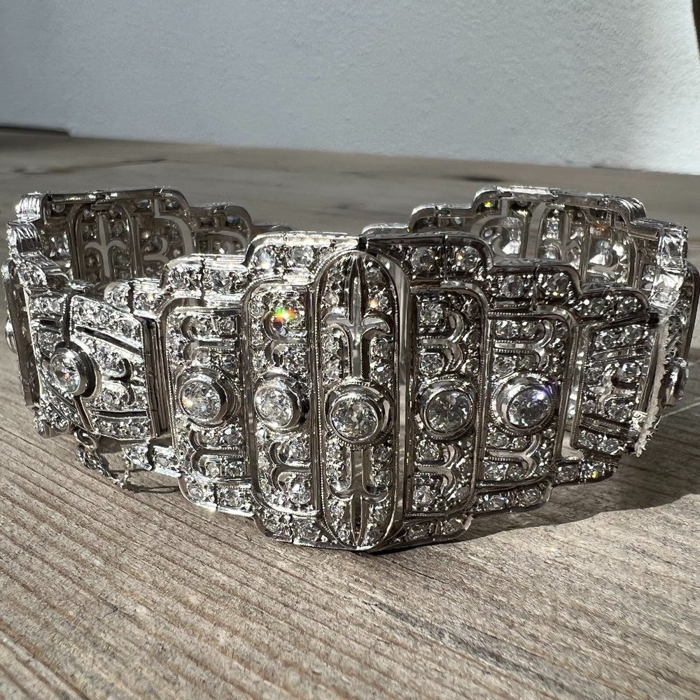 Authentic French Art Deco Diamond Platinum Bracelet